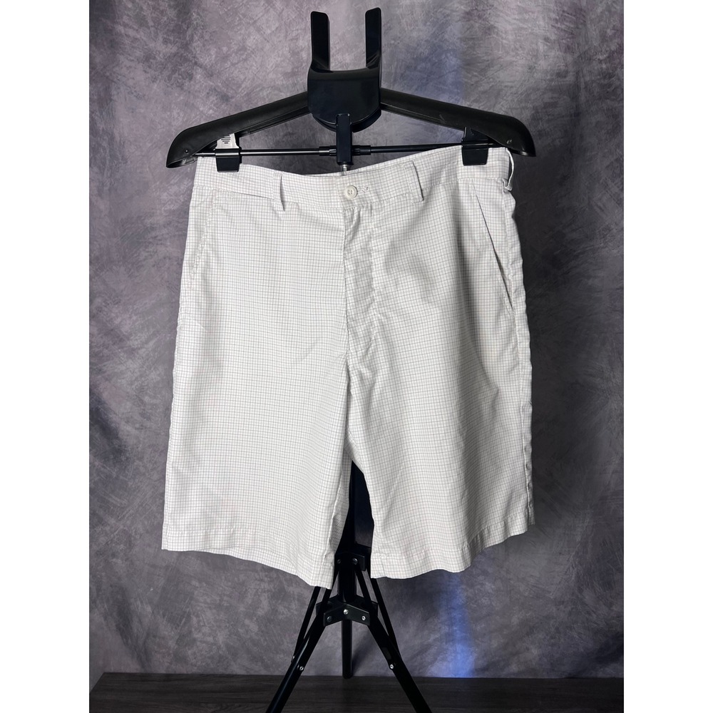 PGA Tour Golf Shorts Windowpane Plaid Performance White Gray Men's 32